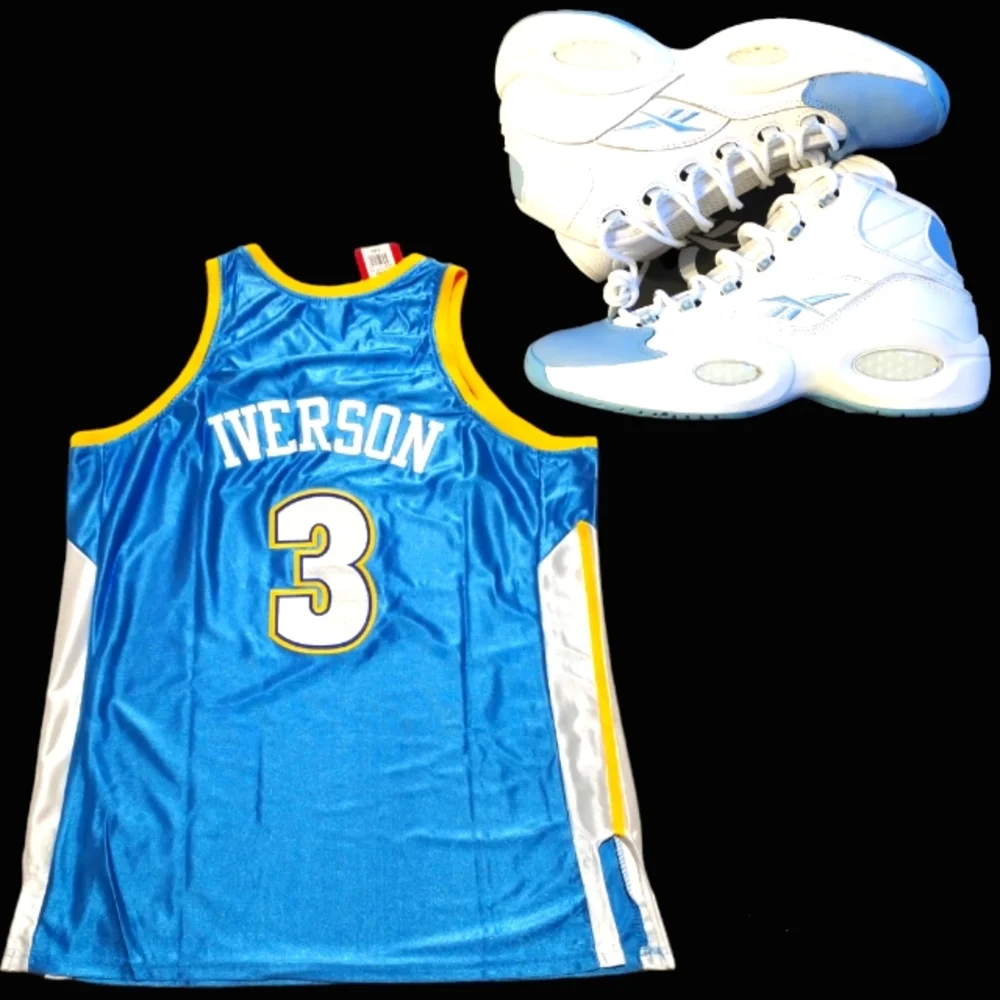 Mitchell & Ness The Answer Allen Iverson Denver Nuggets Premium 🏀 Jersey sz XXL - Picture 3 of 4